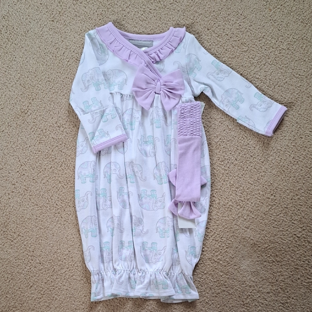 Adorable Lavender Elephant Print Kids Pajamas